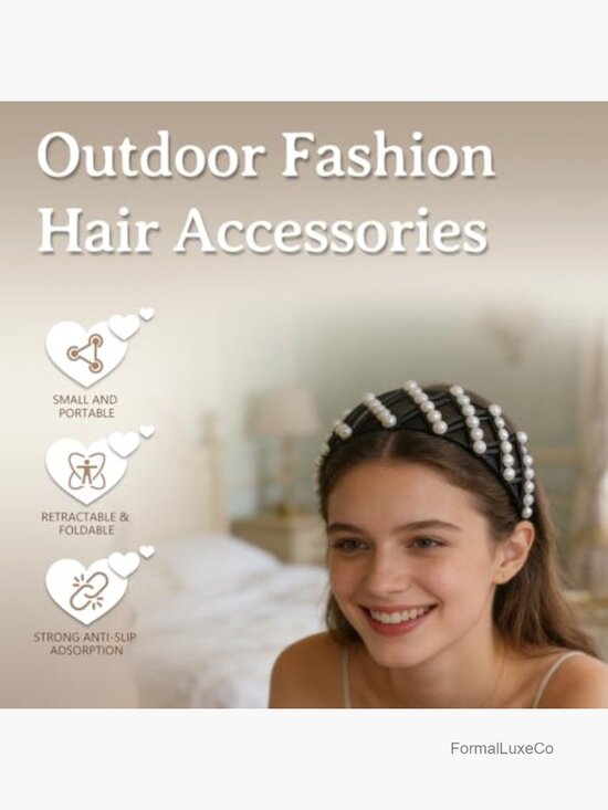 Fashion Pearl Hair Bands Set of 4 Retractable Foldable Headbands main image 4